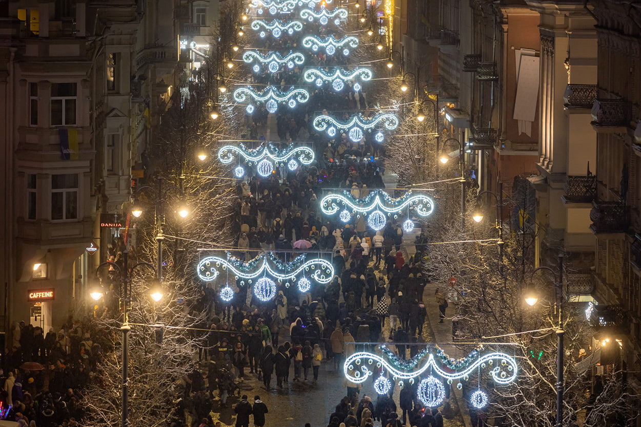 Christmas Lights in Vilnius, the capital of Lithuania