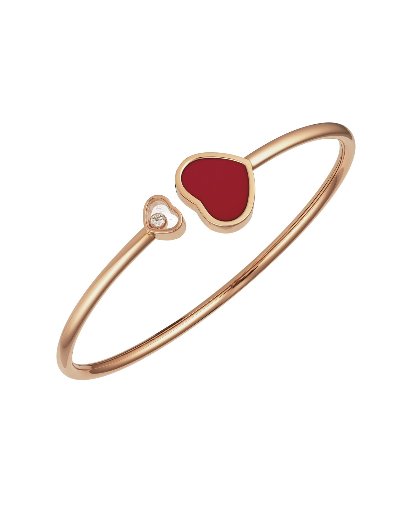 Chopard Happy Hearts 18K Rose Gold, Diamond & Red Stone Bangle