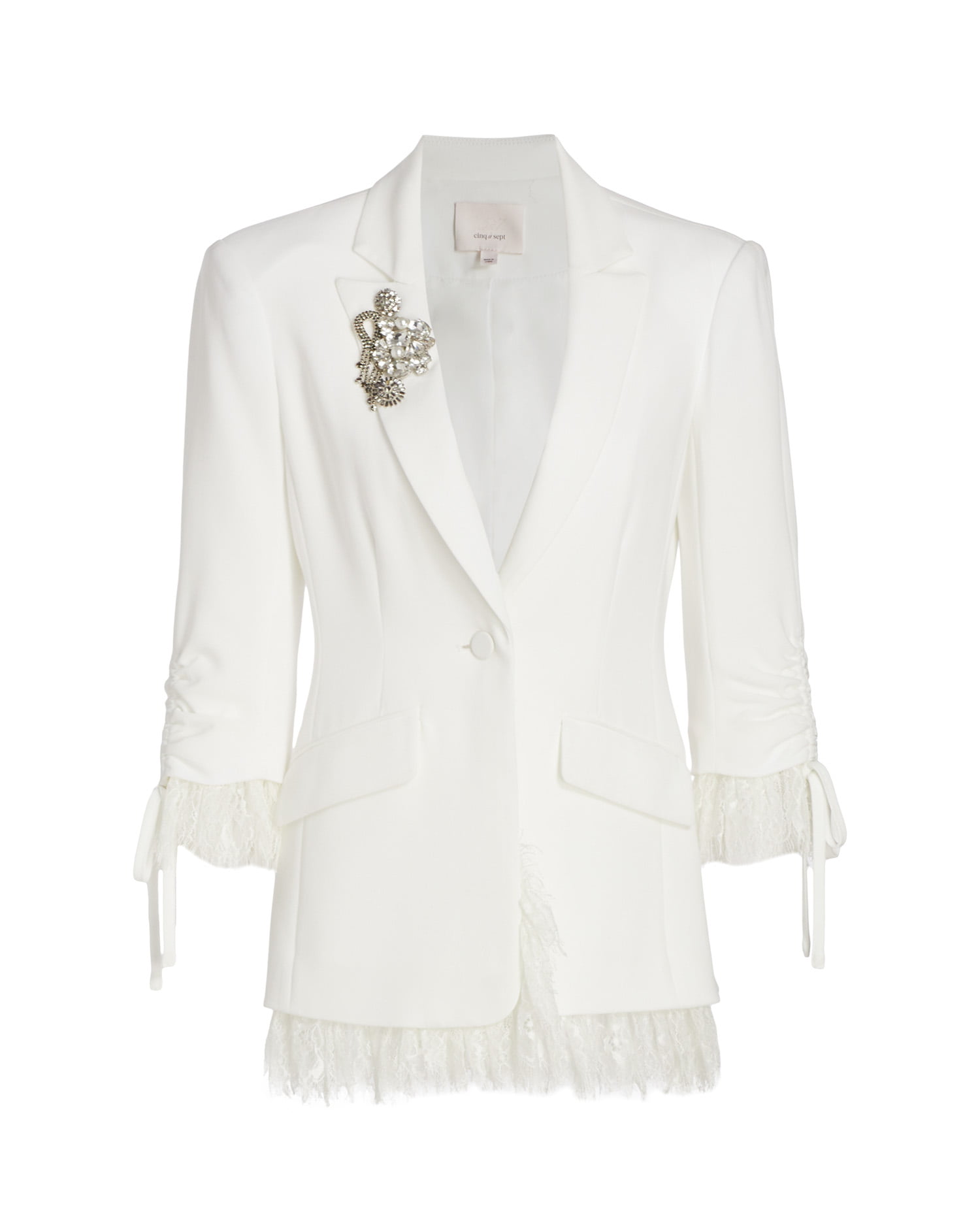Cinq à Sept Roxie Lace-Trim Brooch Blazer