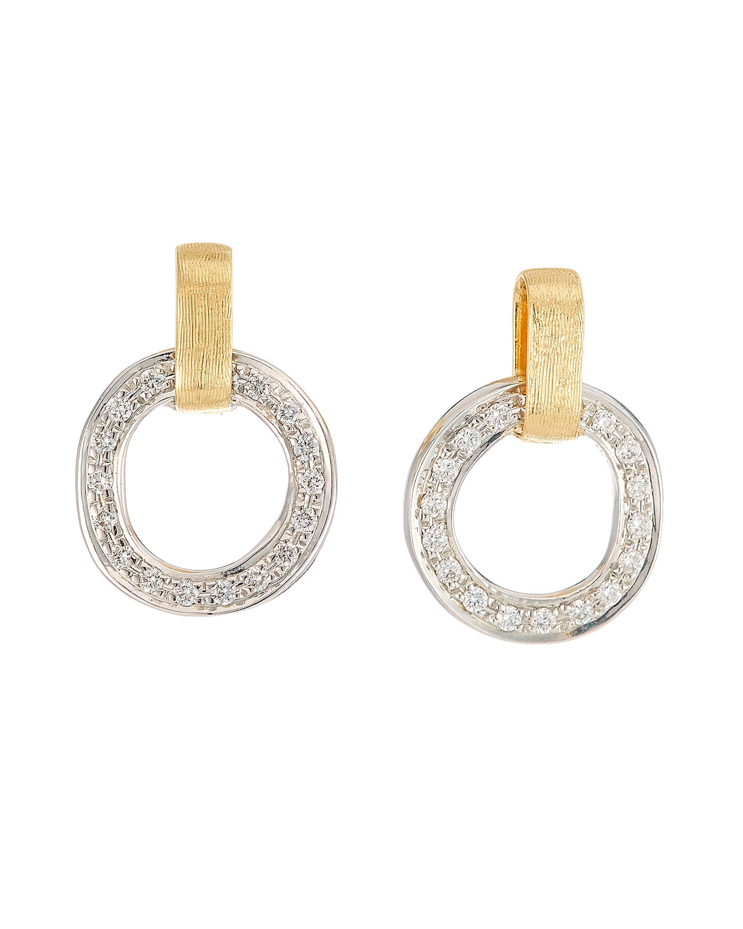 Marco Bicego Jaipur Two-Tone 18K Gold & Diamond Hoop Drop Earrings