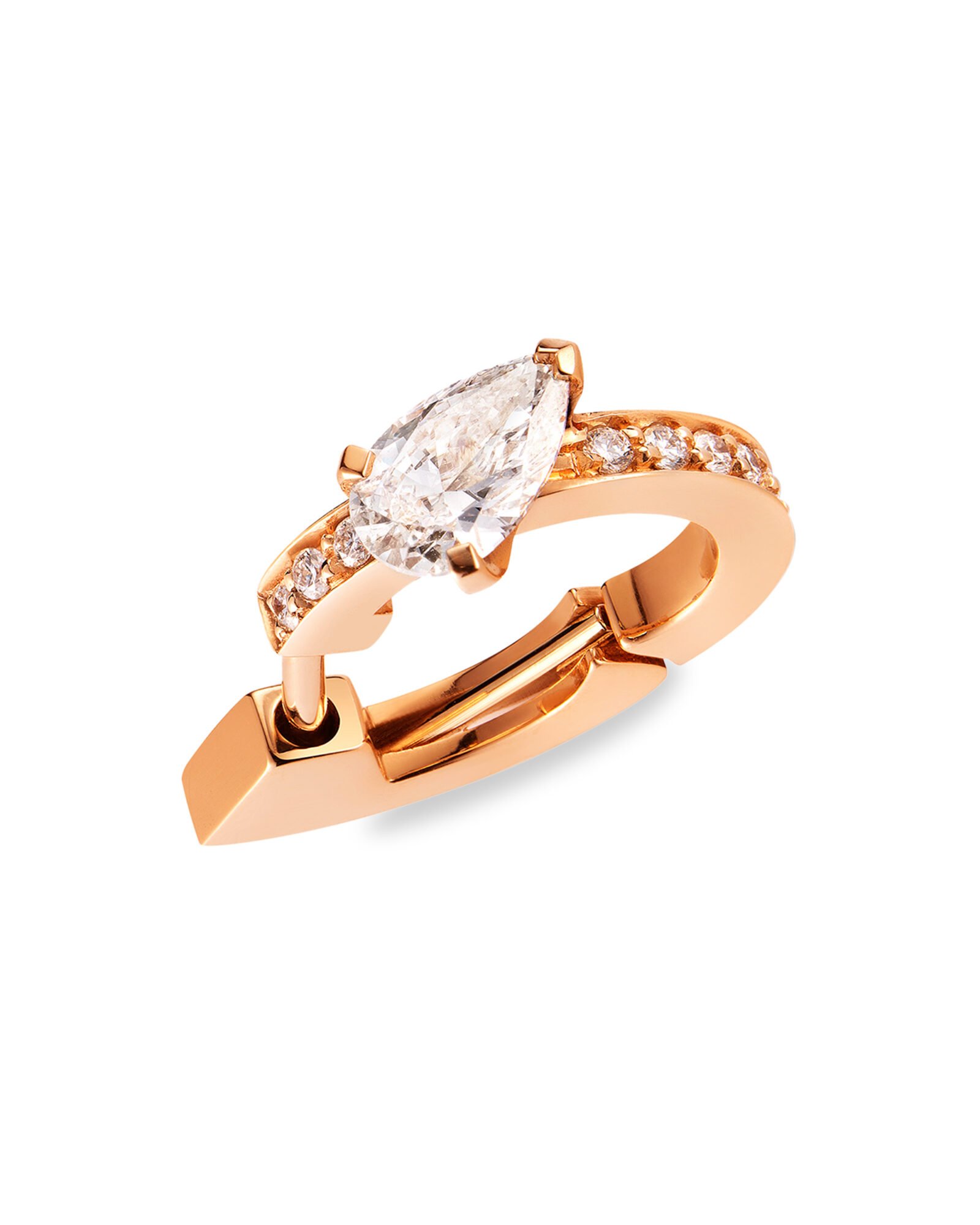 Repossi 18K Rose Gold Harvest Pear Diamond Single Hoop Earring