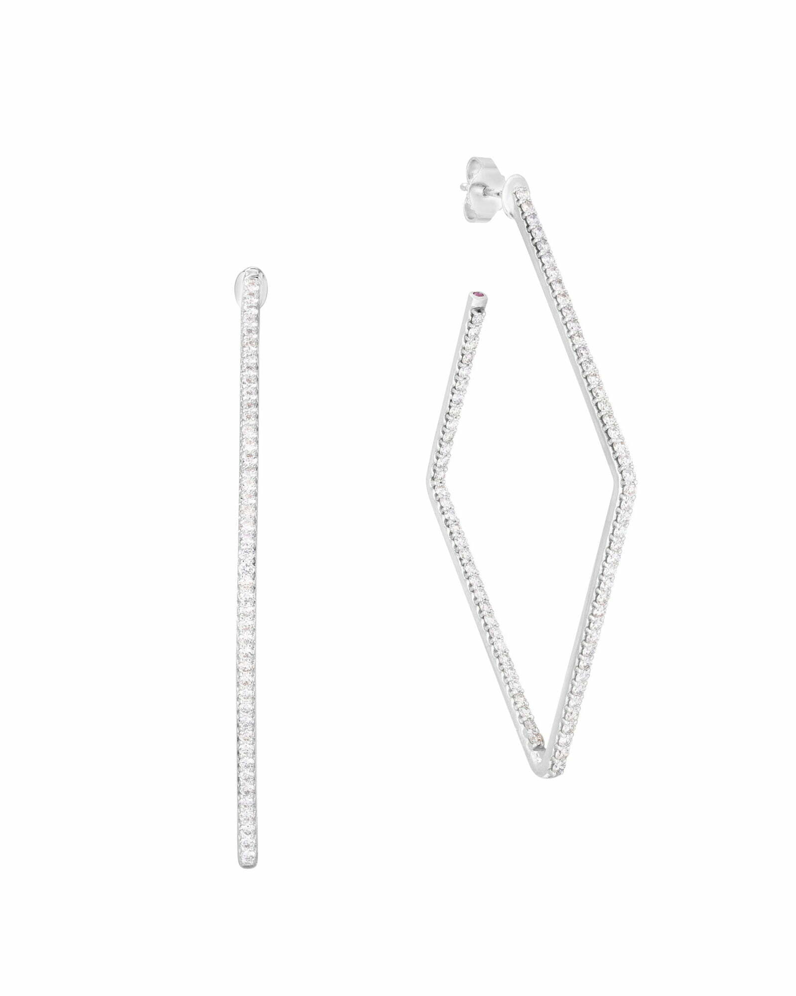 Roberto Coin Diamond Hoops 18K White Gold & Diamond Square Hoop Earrings