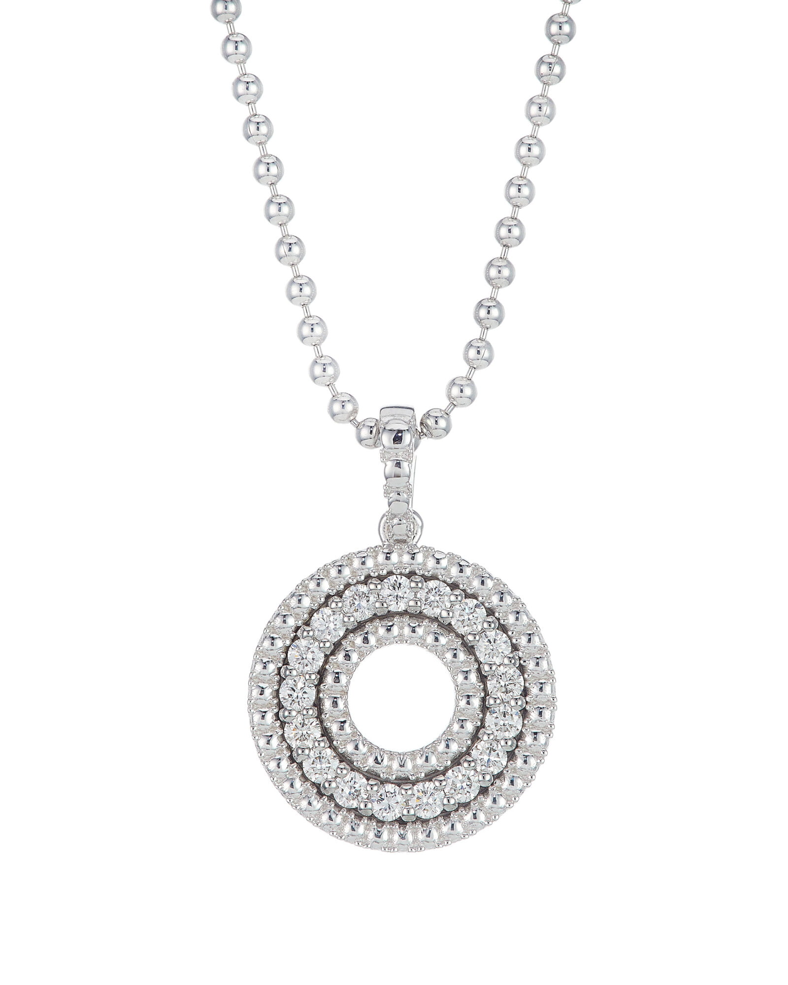 Roberto Coin Siena 18K White Gold & Diamond Open Circle Pendant Necklace