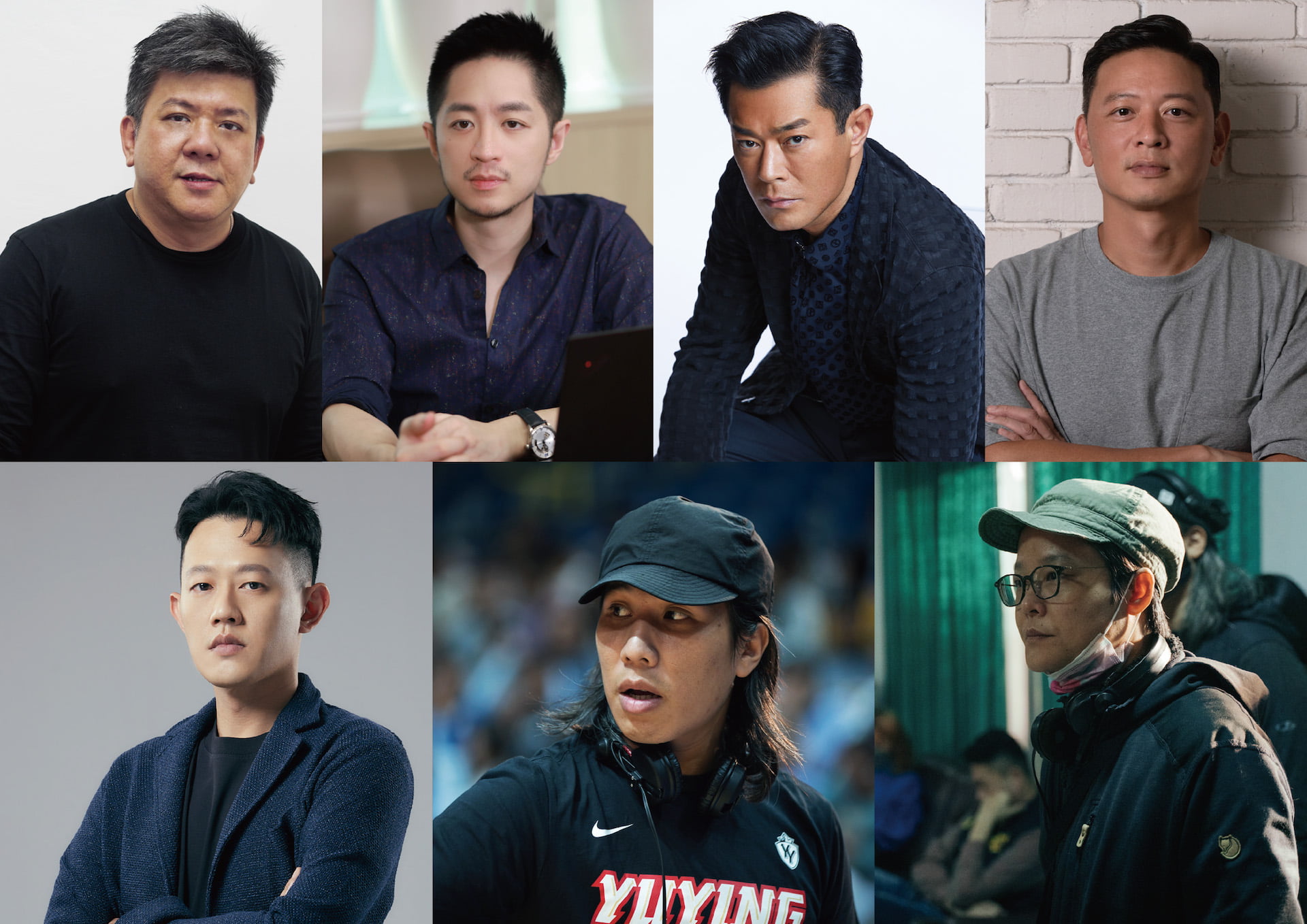 (clockwise from top left): Melvin Ang, executive chairman of mm2 (Agent From Above); Lincoln Lai, director & executive producer (The Nipple Talk); Louis Koo, founder of One Cool Pictures & executive producer (Warriors of Future); Yuen Fai Ng, director (Warriors of Future); David Chuang, director (The Victims’ Game S2); Chang Jung-chi, director (Copycat Killer); Henri Chang, director (Copycat Killer)
