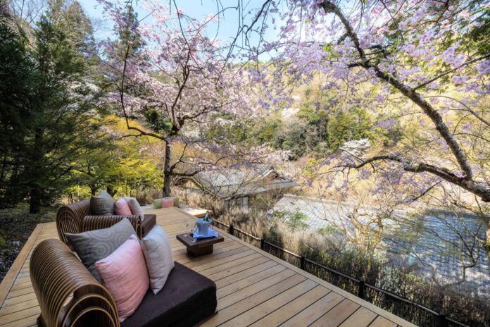 Cherry Blossom Viewing Terrace at Hoshinoya Kyoto