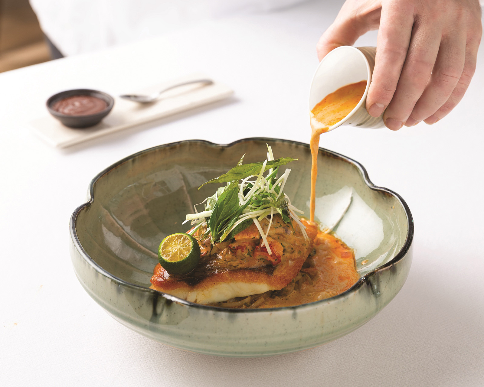 Spago Dining Room by Wolfgang Puck Japanese Sea Bream Laksa