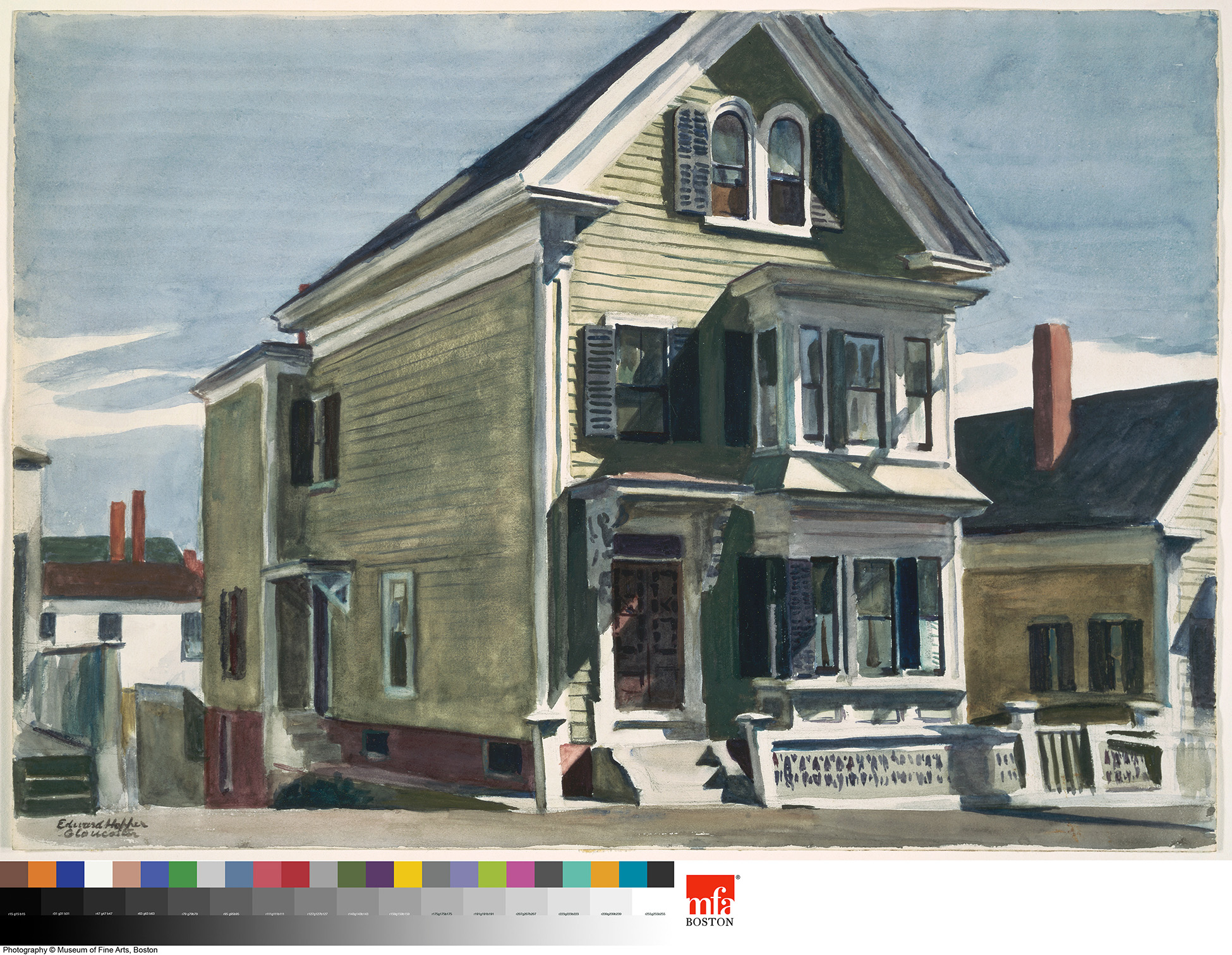 Anderson’s House, 1926
Watercolor over graphite pencil on paper, 13 15/16 x 19 15/16 in. (35.4 x 50.7 cm) Museum of Fine Arts, Boston
Bequest of John T. Spaulding, 48.720
Photograph © 2023, Museum of Fine Arts, Boston
© 2023 Heirs of Josephine N. Hopper / Licensed by Artists Rights Society (ARS), NY