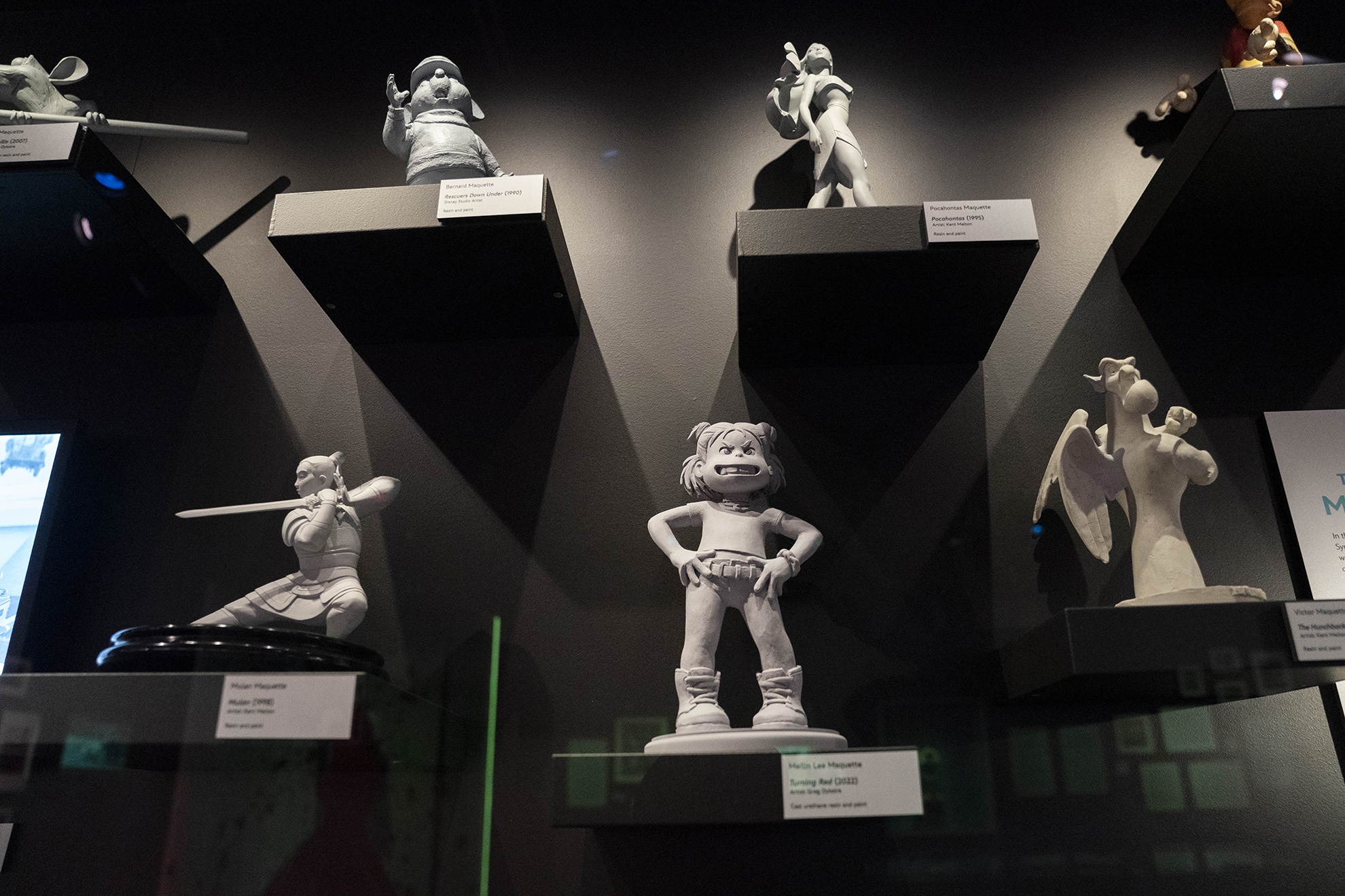 Animation maquettes display inside The Illusion of Life gallery at Disney100: The Exhibition, now open at The Franklin Institute in Philadelphia.