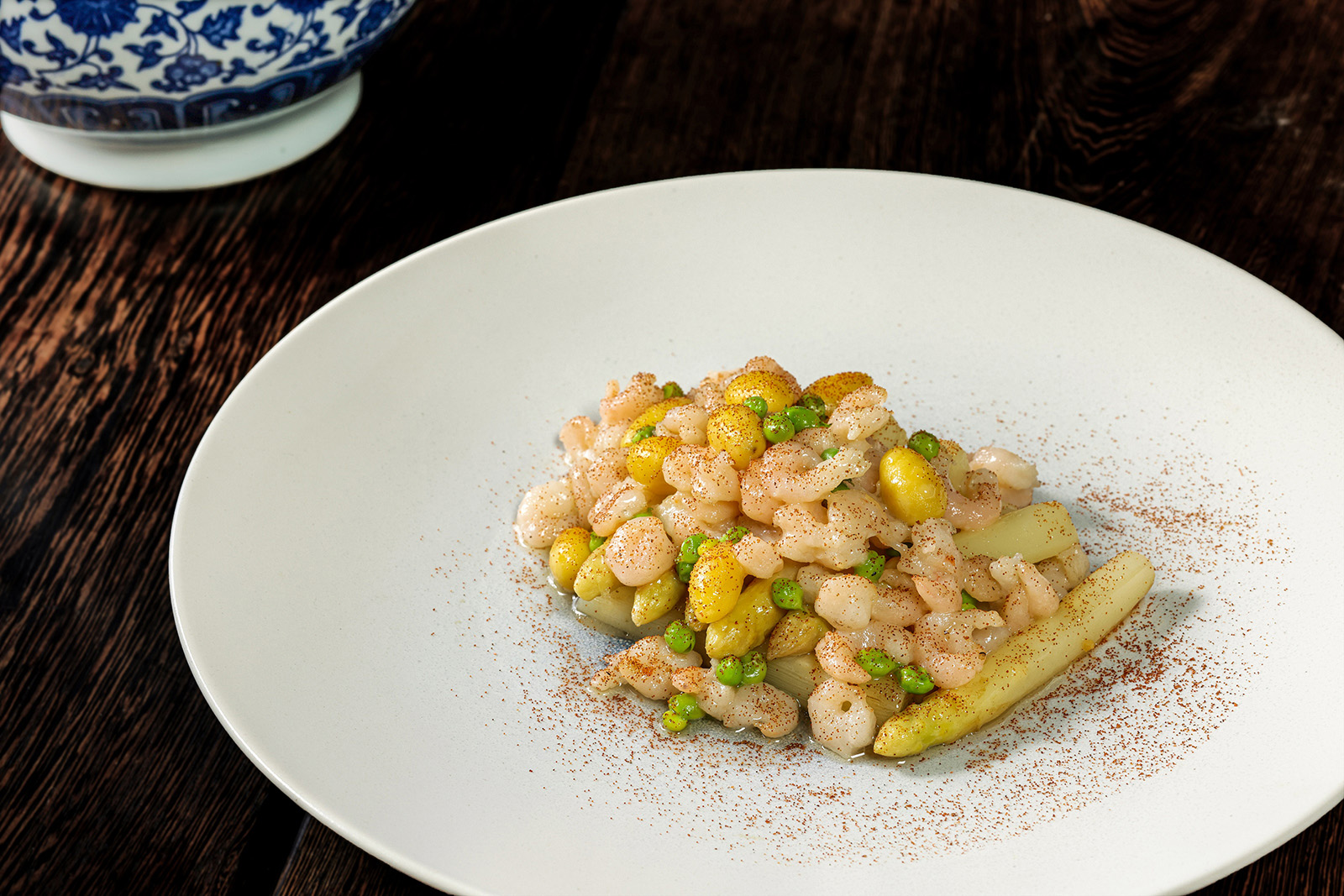 Mott 32 Fresh Water Prawn, White Asparagus, Prawn Roe, Ginkgo Nut