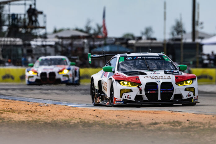 Sebring (USA), 15th to 18th March 2023. BMW M Motorsport, IMSA WeatherTech SportsCar Championship, Twelve Hours of Sebring, Paul Miller Racing, #1 BMW M4 GT3, Bryan Sellers, Madison Snow, Corey Lewis (all USA), GTD class.
