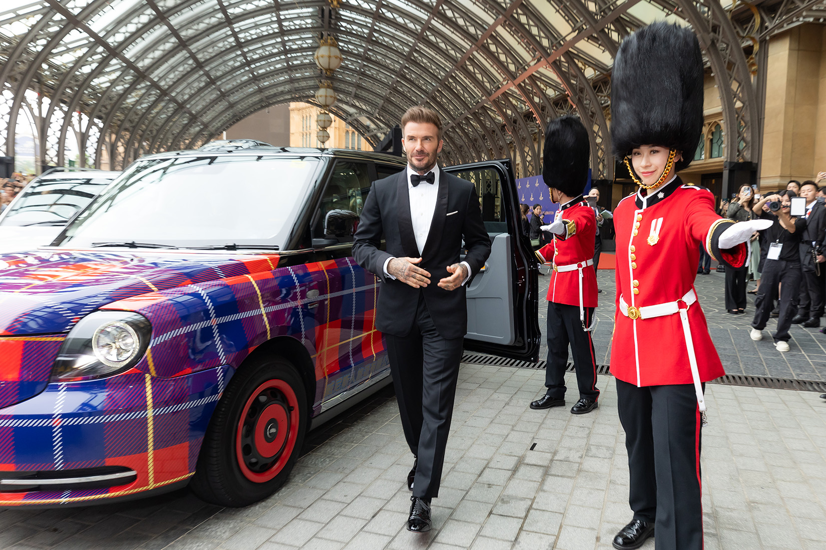 UK soccer icon and Sands global ambassador David Beckham stops at the red carpet during The Londoner Macao Grand Celebration event at The Londoner Arena Thursday.