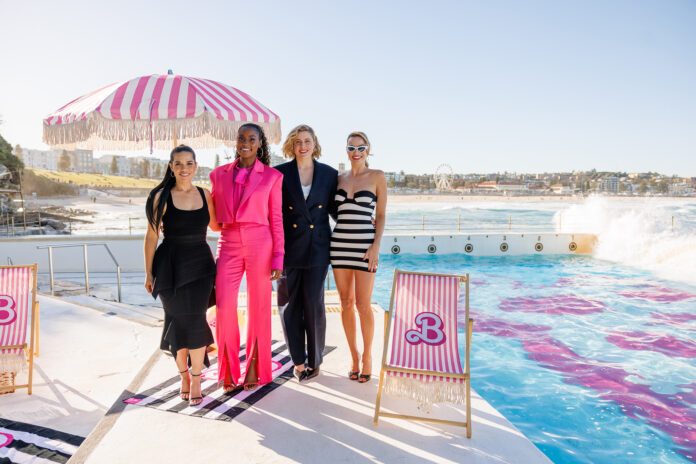 America Ferrera, Issa Rae, Director/Writer Greta Gerwig and Margot Robbie attend a Photo Call at Bondi Beach in Sydney, Australia.