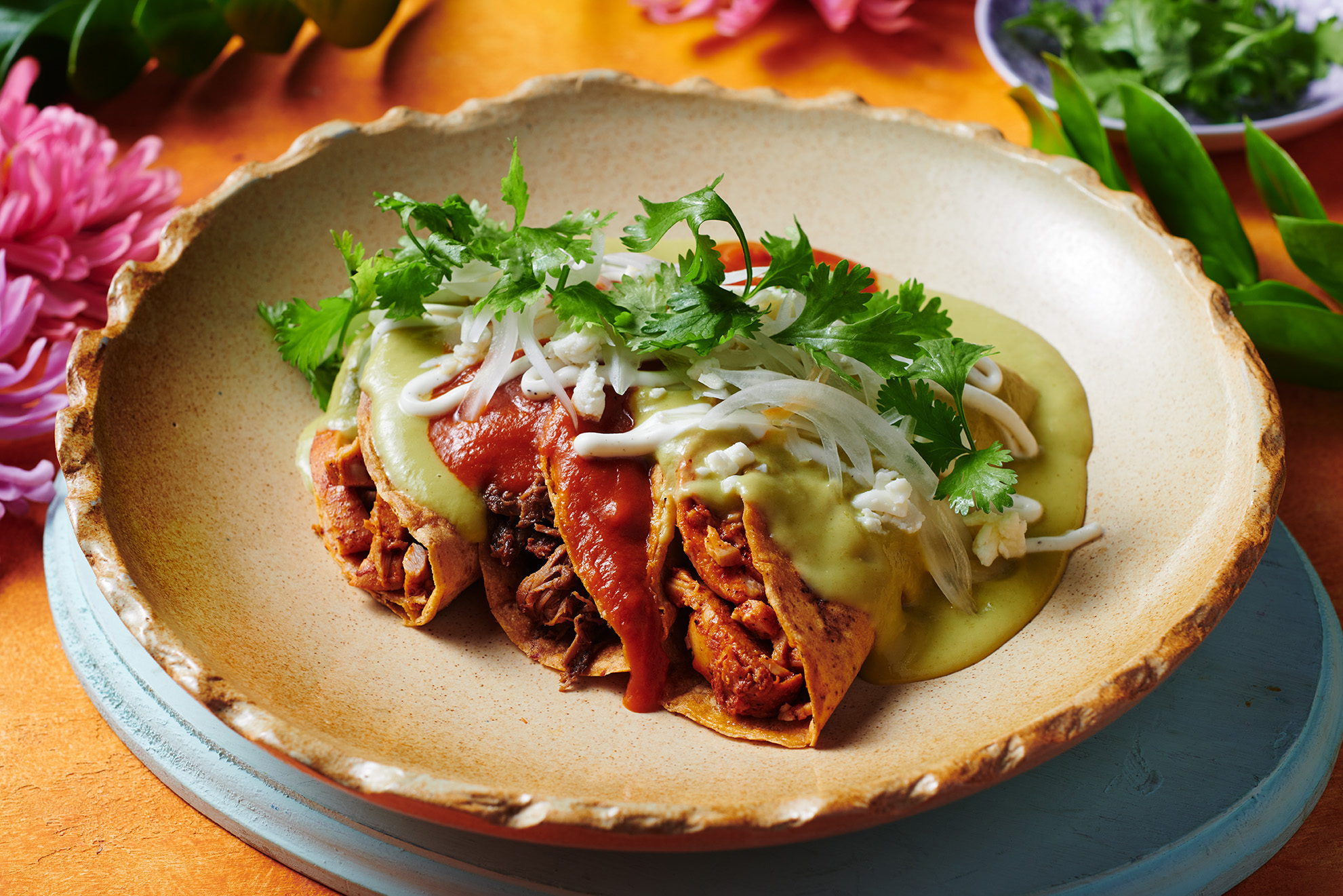 Beef and chicken enchiladas - En Fuego Dining Room at Atlantis, The Palm