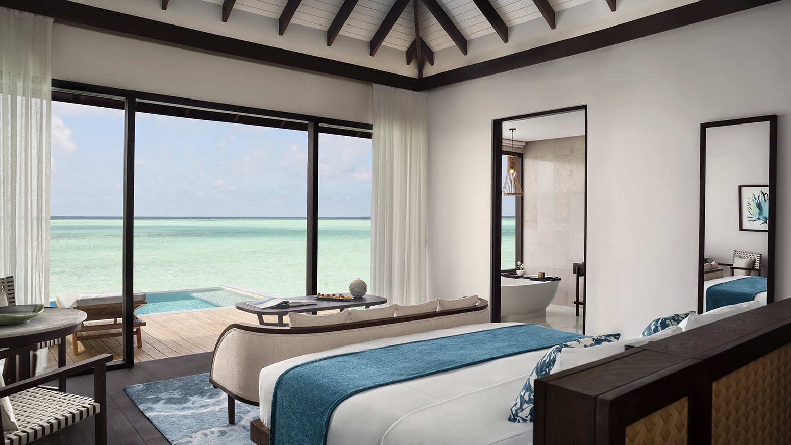 Anantara Veli Maldives Resort Accommodation Over Water Pool Villa Bedroom