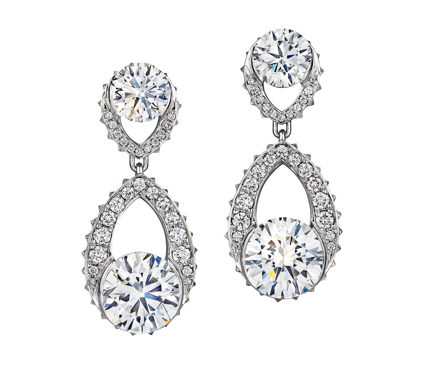 Arabesque Diamond Earrings by Geoffrey Good 194 diamonds, at 7.92 tcw., set in 18K white gold