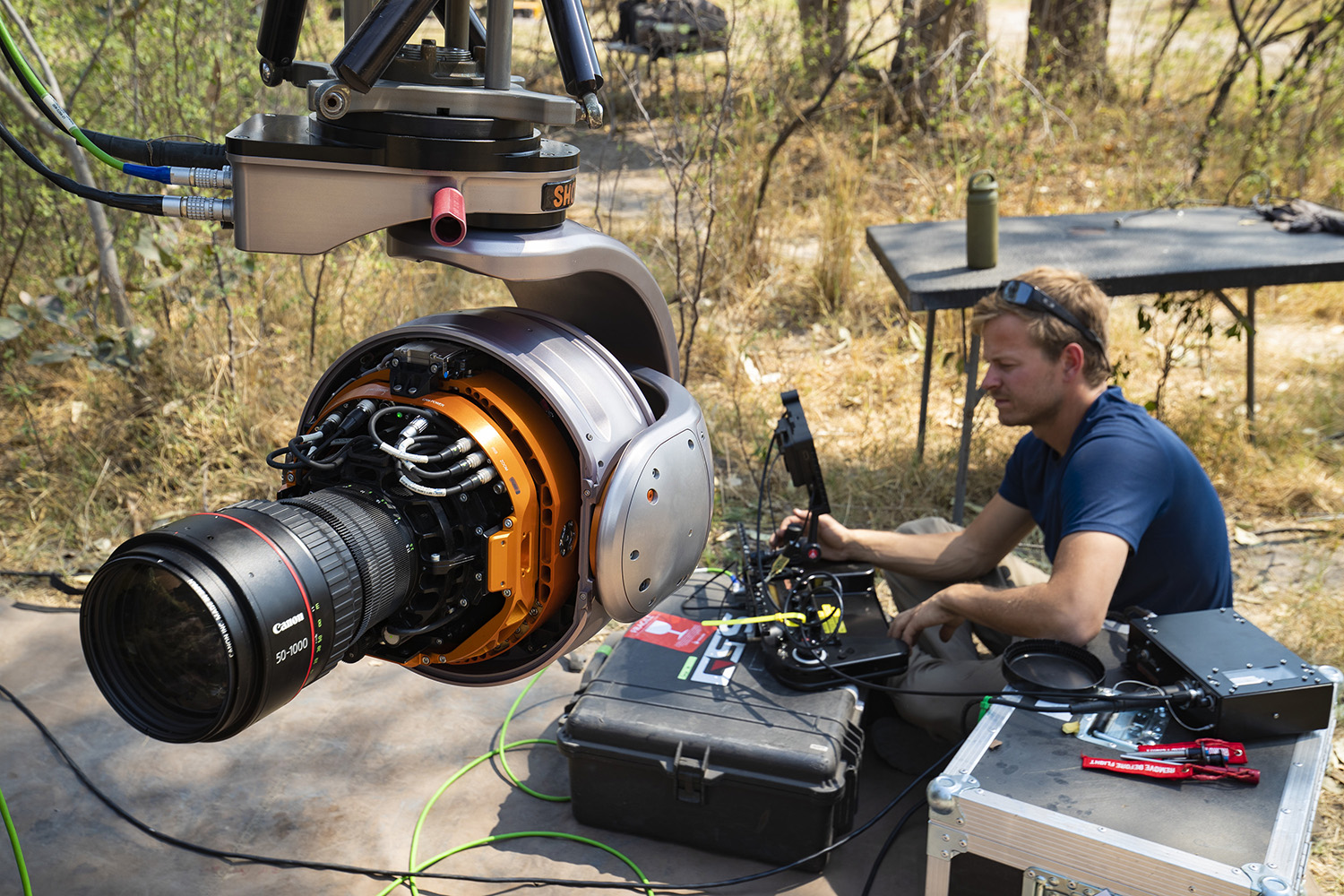 Bertie Gregory setting up the Shotover.