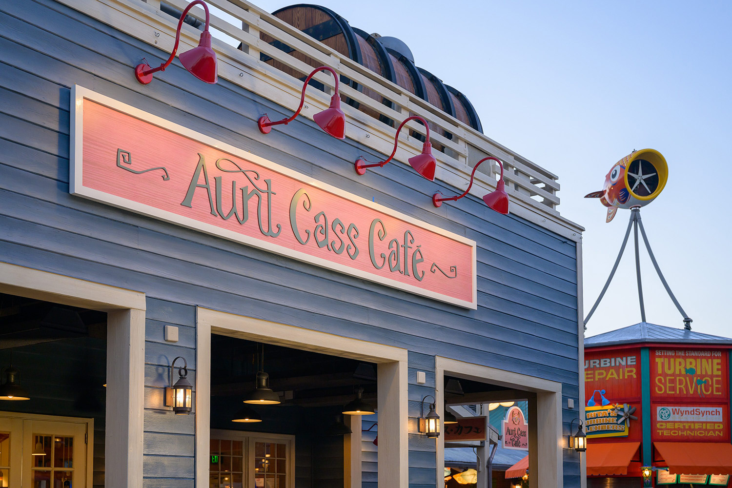 Aunt Cass Café is a reimagined quick-service location in San Fransokyo Square at Disney California Adventure Park in Anaheim, California