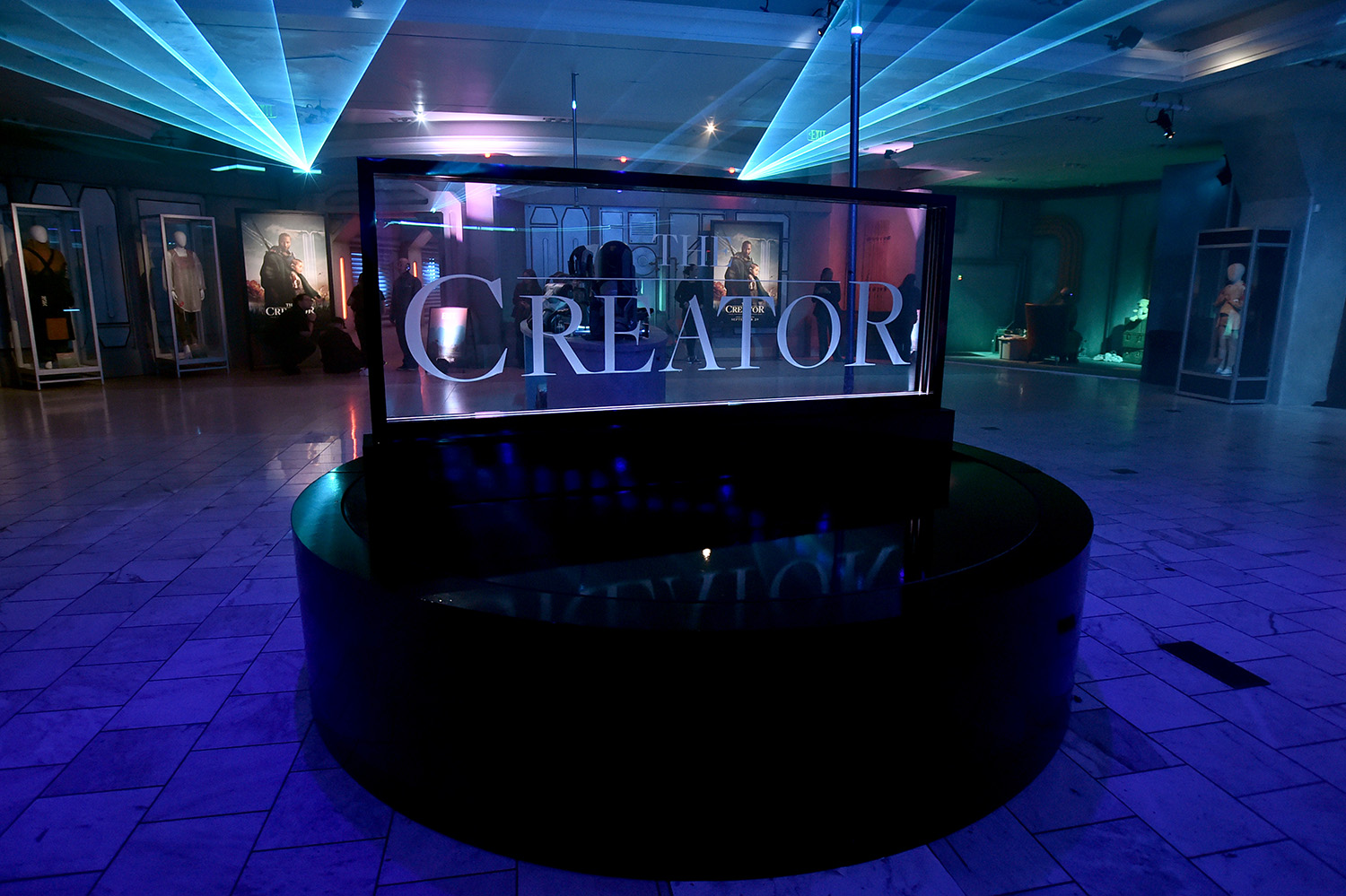 Displays and signage are seen during a special screening of 20th Century Studios' "The Creator" at TCL Chinese Theatre in Hollywood, California on September 18, 2023.