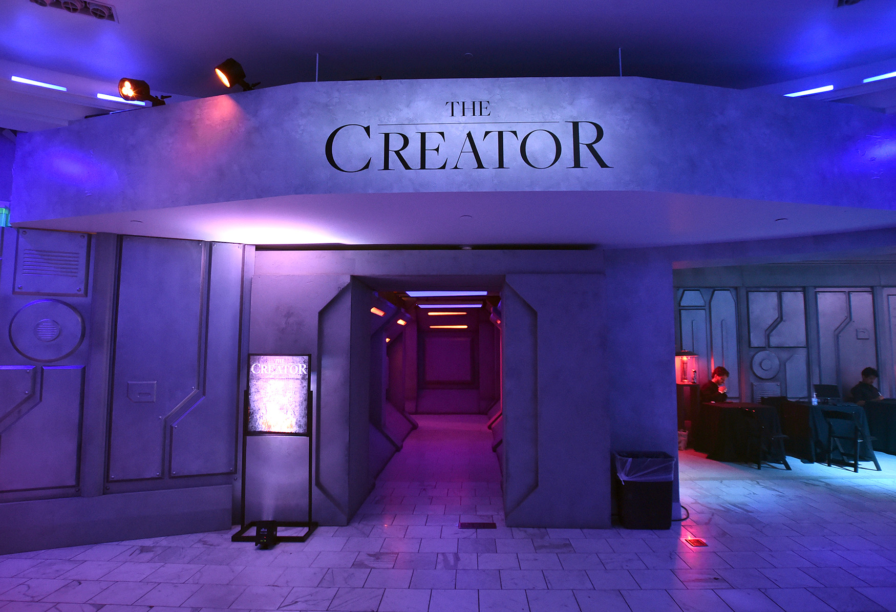 Displays and props are seen during a special screening of 20th Century Studios' "The Creator" at TCL Chinese Theatre in Hollywood, California on September 18, 2023.