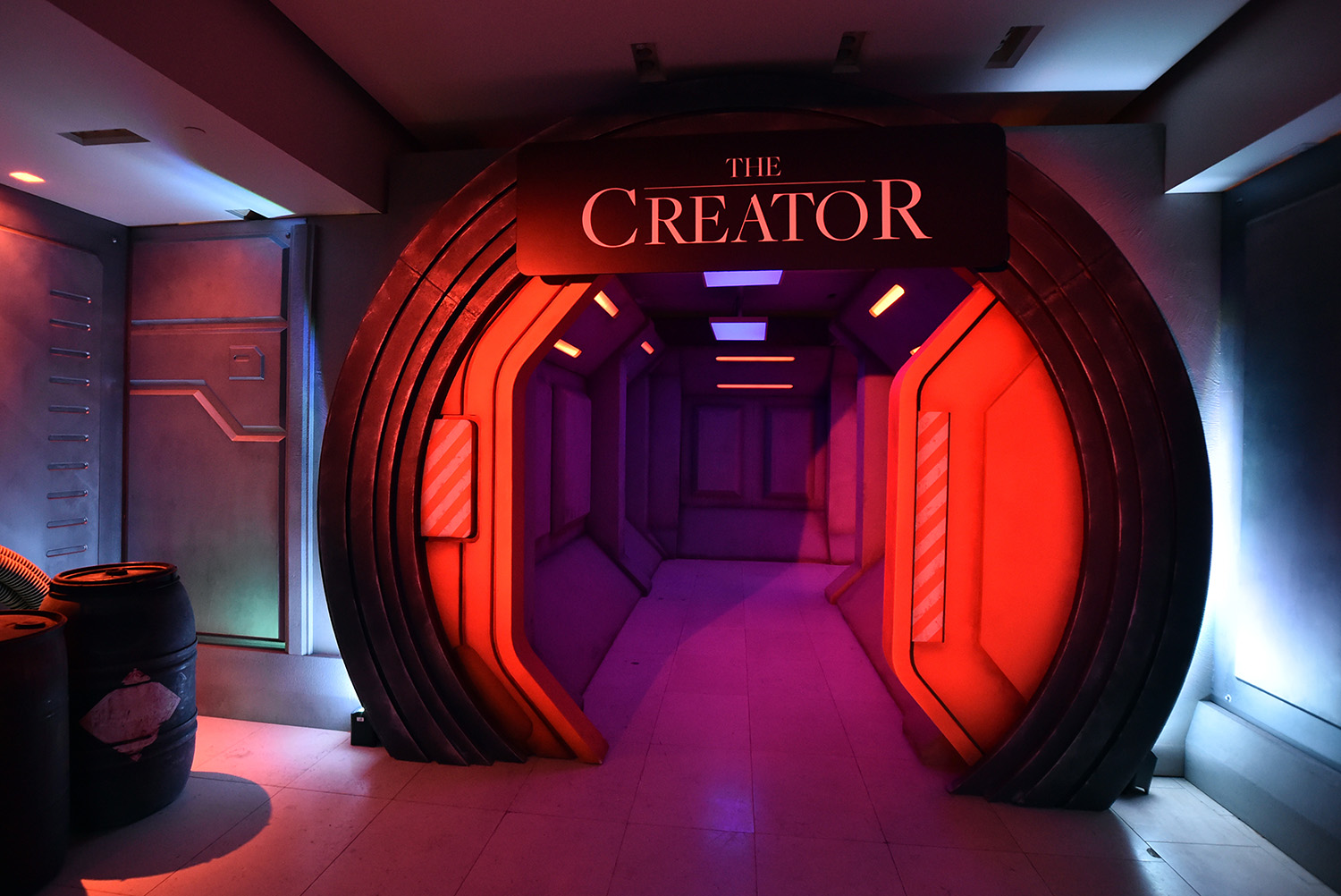 Displays and signage are seen during a special screening of 20th Century Studios' "The Creator" at TCL Chinese Theatre in Hollywood, California on September 18, 2023.