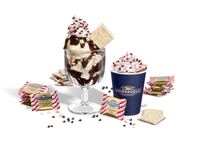 Ghirardelli Peppermint Bark Hot Fudge Sundae