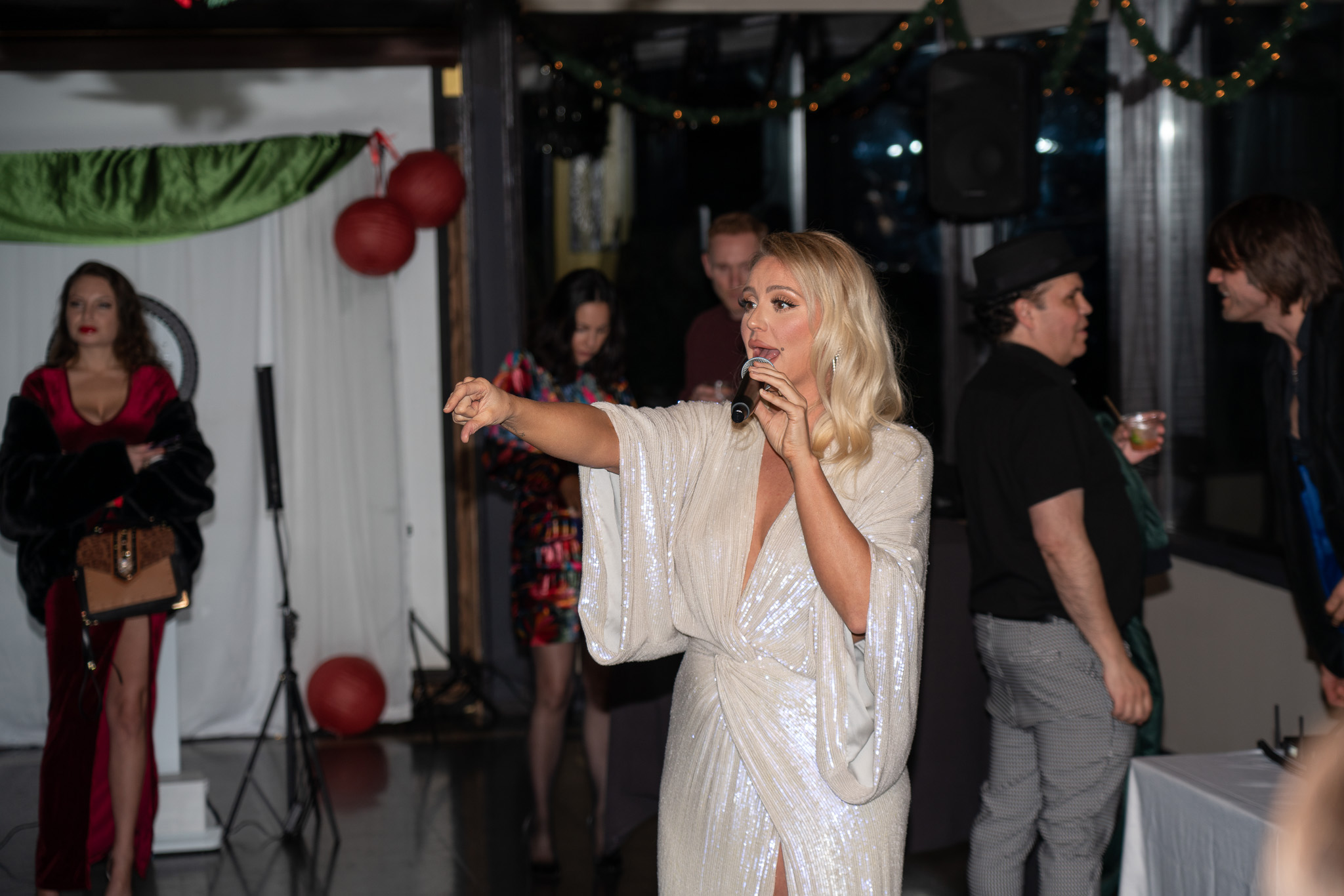 Goldie Heart performs at the Jordan Kuker and Katie Welch's 10th Annual Winter Wonderland Toys For Tots Charity Event at Yamashiro Hollywood on November 29, 2023 in Los Angeles, California