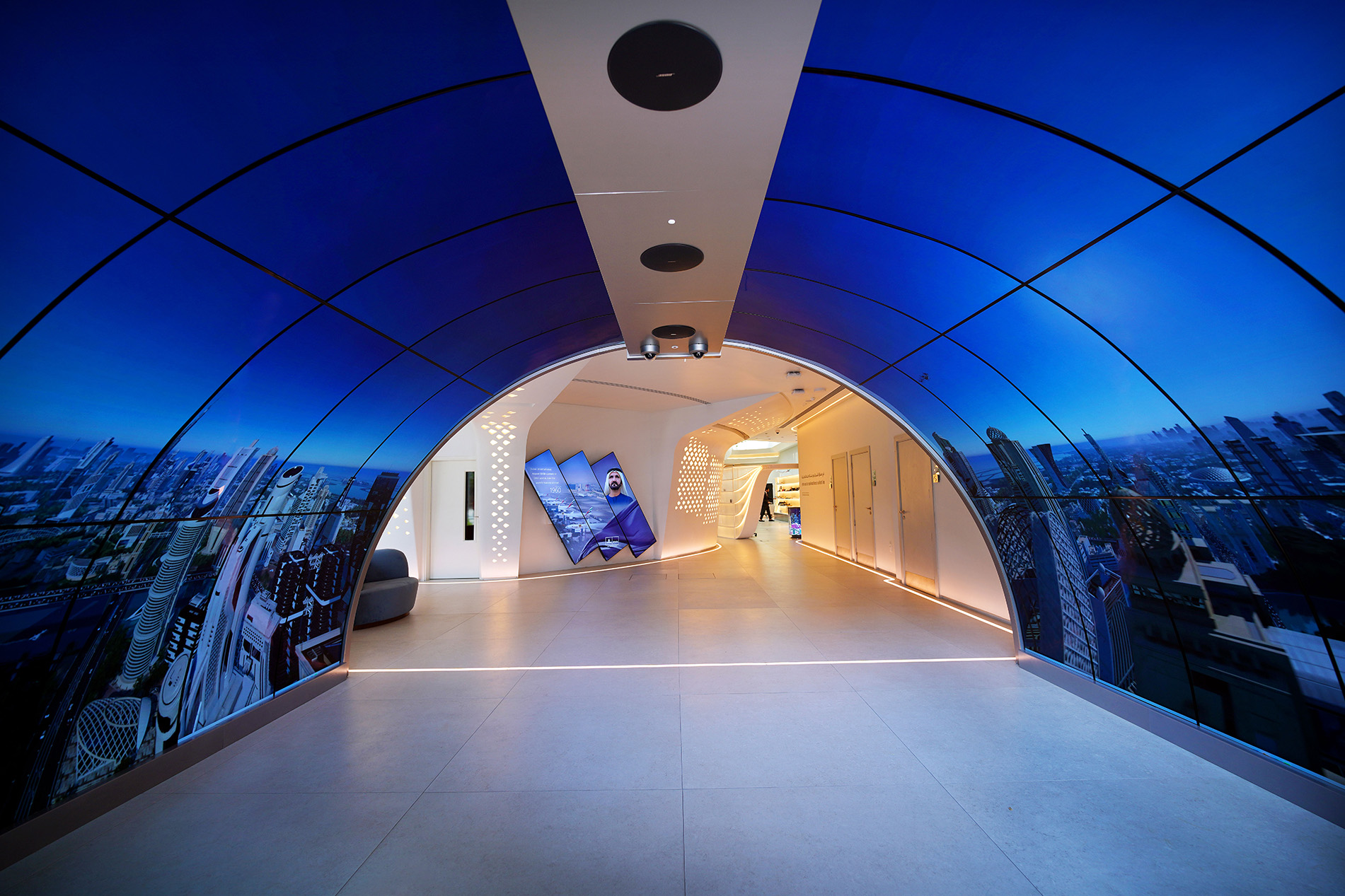 The immersive tunnel at the entrance that greets visitors at Ebdaa