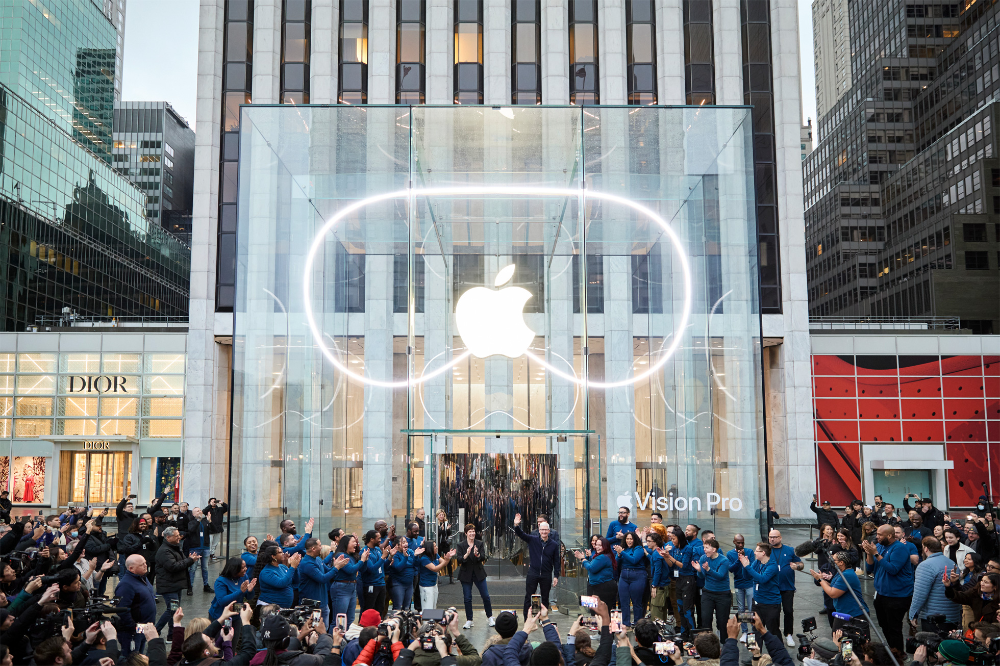 Apple Vision Pro with Tim Cook and Deirdre O'Brien and team members