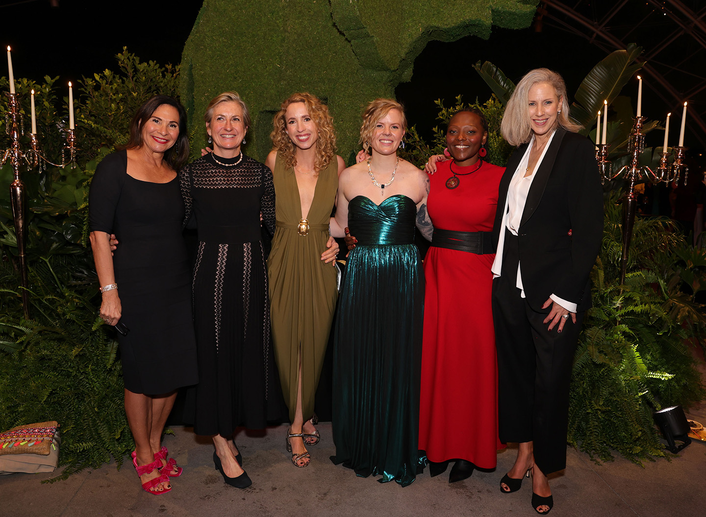 Pam Caragol, Justine Evans, Chloe Sarosh, Erin Ranney, Faith Musembi and Sophie Darlingtion attend the Los Angeles premiere of National Geographic's "QUEENS" on February 8, 2024 at the Academy Museum of Motion Pictures in Los Angeles, CA.