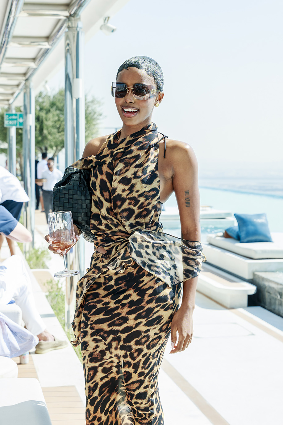Eva Apio attends Rosé Brunch and Pool Party at Tapasake during the Grand Opening of One&Only One Za’abeel, the first vertical urban resort by One&Only, on 10 February 2024, in Dubai, United Arab Emirates