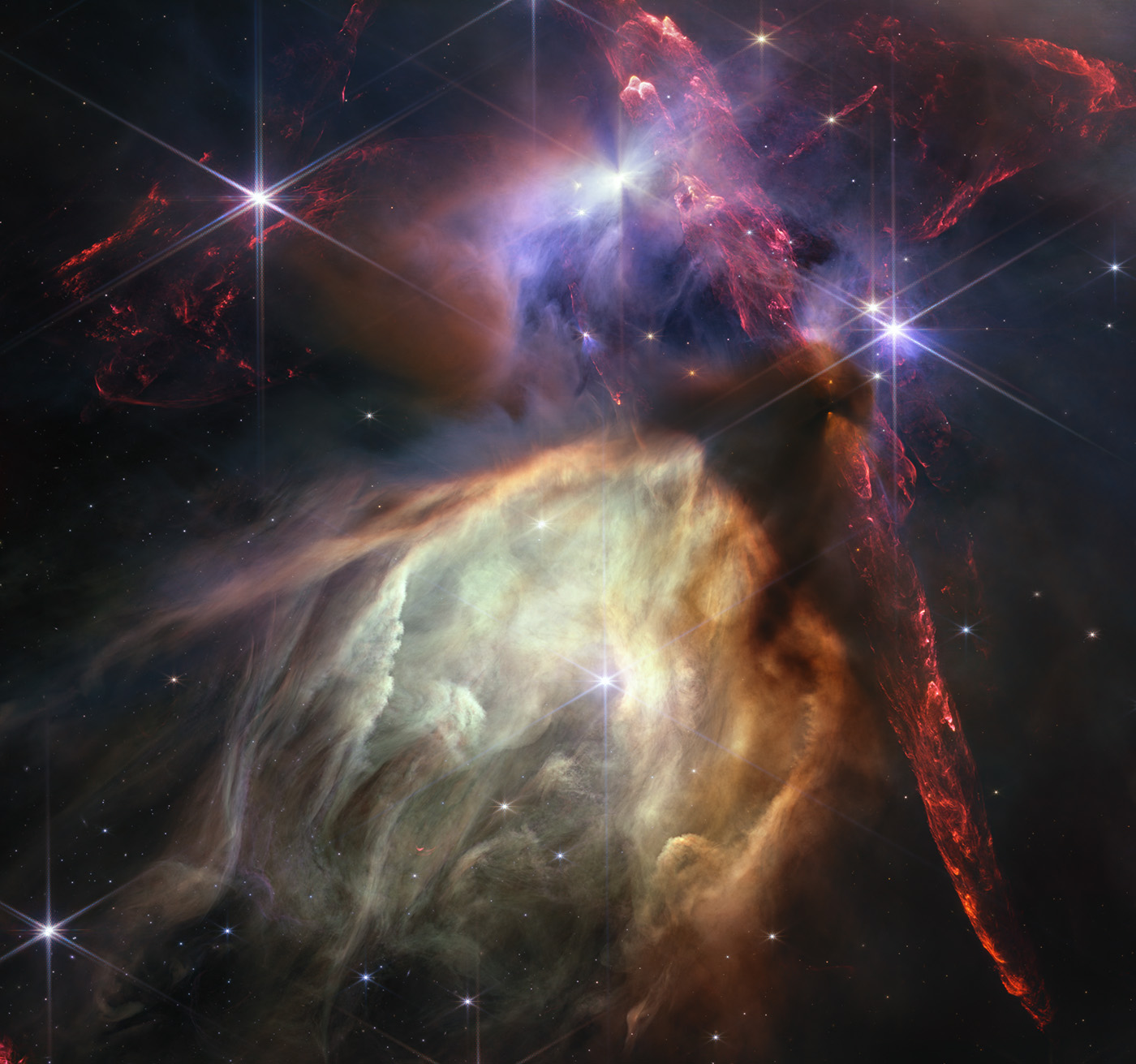 Featured in the IMAX® documentary DEEP SKY,  this image from JWST displays star birth like it’s never been seen before, full of detailed, impressionistic texture. The subject is the Rho Ophiuchi cloud complex, the closest star-forming region to Earth.