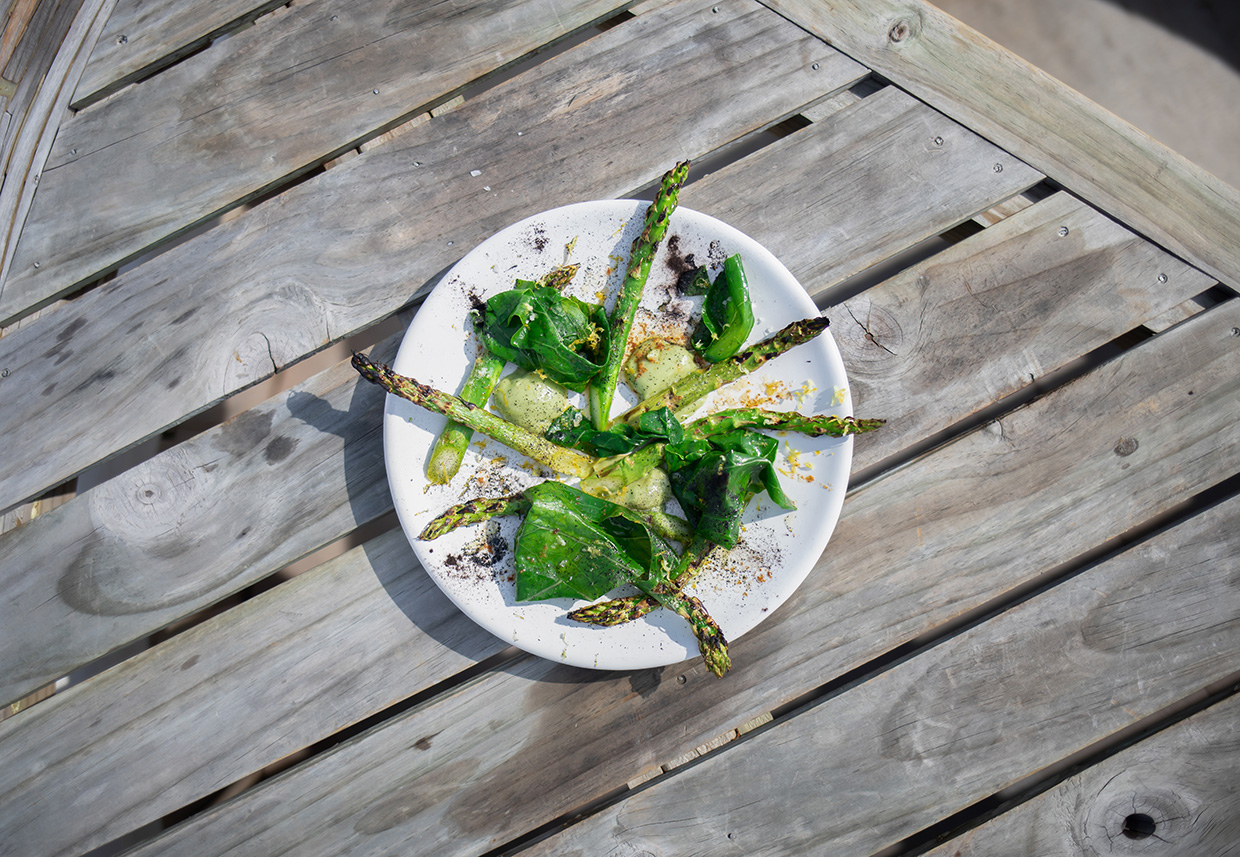 Fried Green Asparagus - Overseas by Mathias Dahlgren
