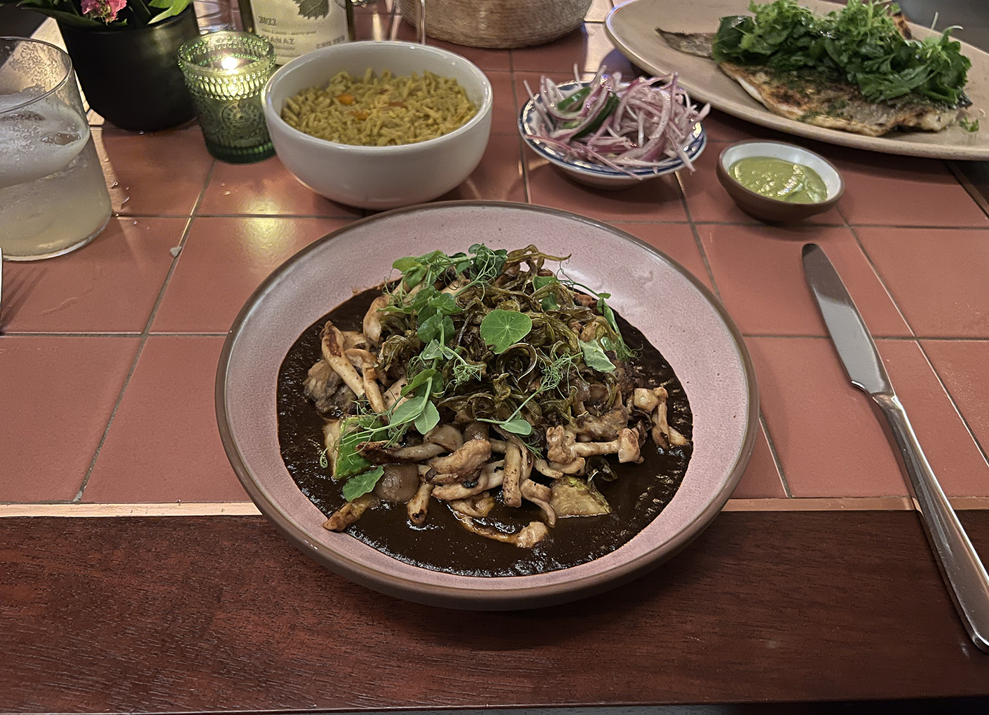 Mole de huitlacoche at Maizano Restaurant in Costa Mesa, California (Photo by Julie Nguyen)