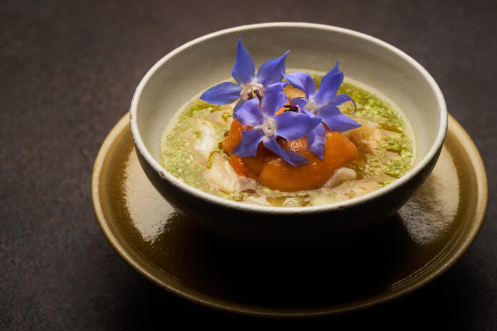 FZN by Björn Frantzén Chawanmushi, Grilled Razor Clams and Uni from Hokkaido