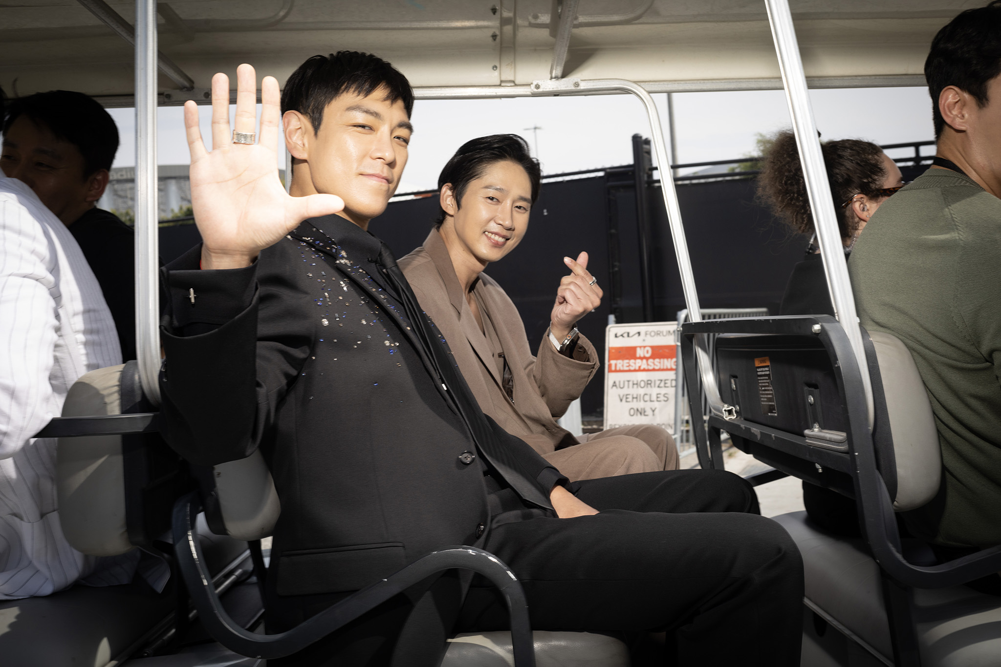 (L-R) Choi Seung-hyun aka T.O.P, and Park Sung-hoon attend NETFLIX TUDUM 2025: THE LIVE EVENT at The Kia Forum in Los Angeles on May 31, 2025.