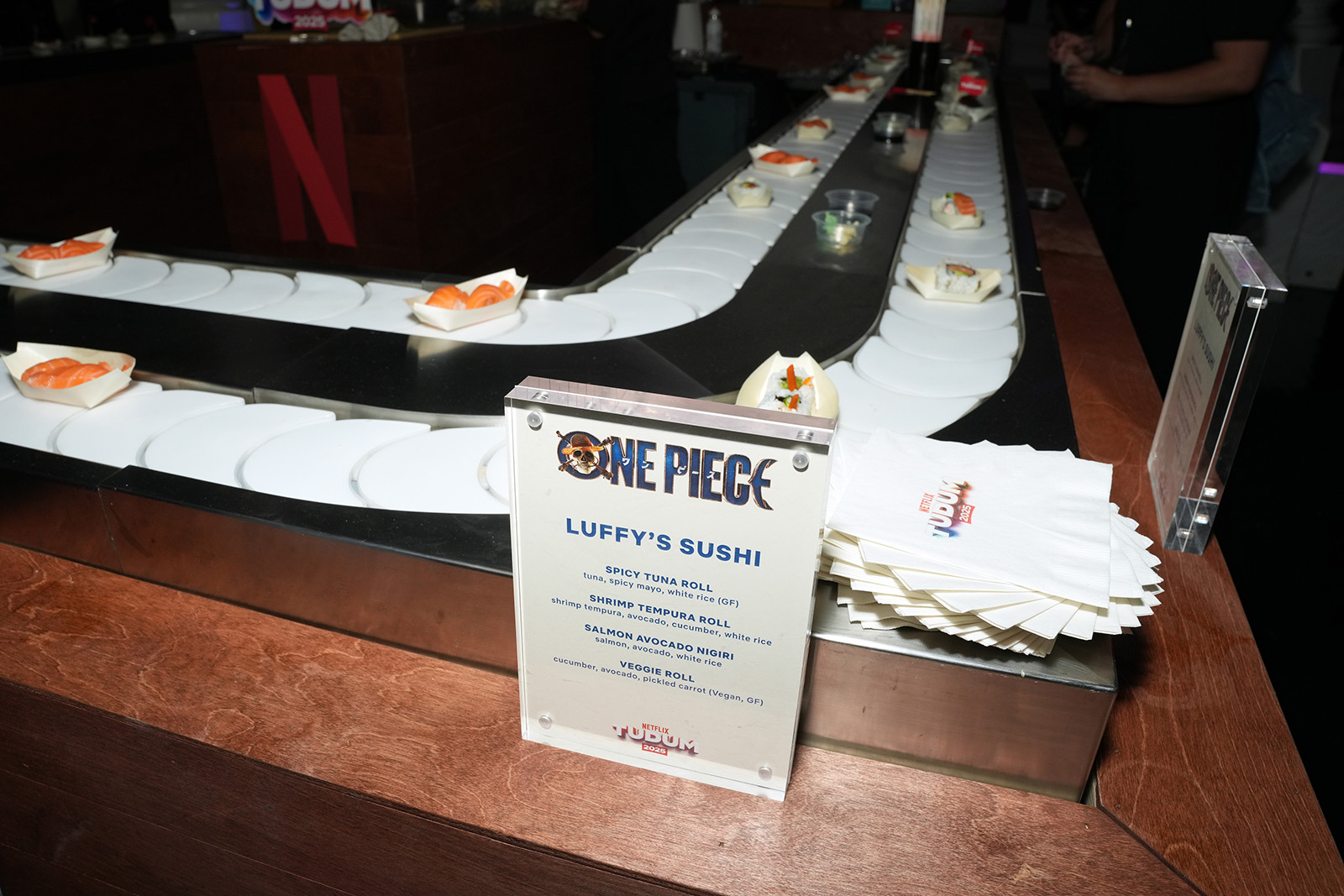 One Piece sushi bar is seen during Netflix's Tudum LIVE 2025: The Night Before Creator Party at Vibiana on May 30, 2025 in Los Angeles, California.