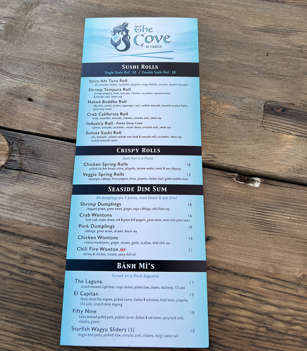 The Cove Menu from Sawdust Art Festival (Photo by Julie Nguyen)