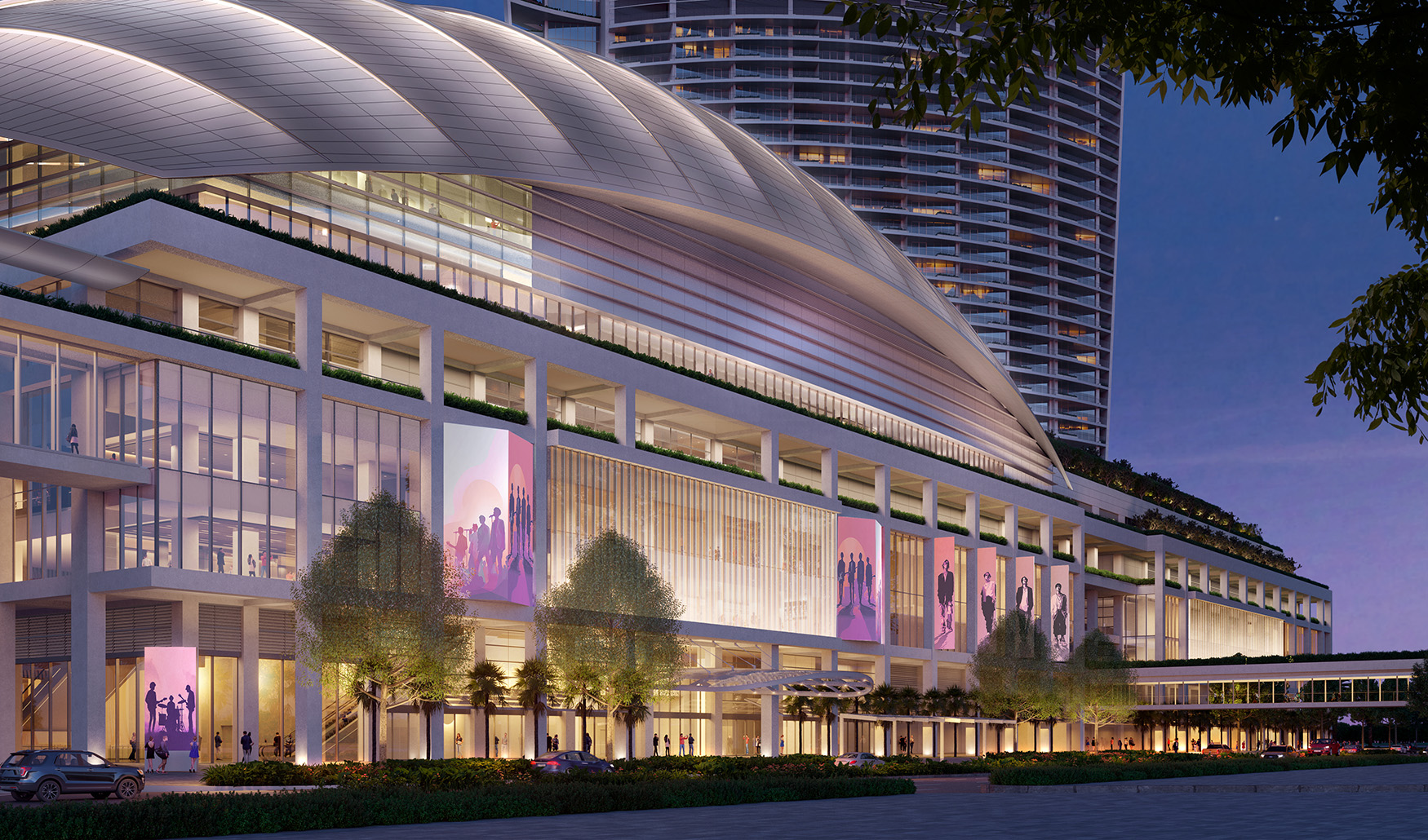 The podium featuring three levels of premium MICE space and an arena designed for the highest calibre live entertainment events (