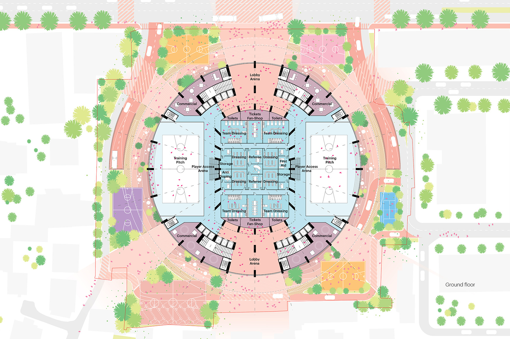 MVRDV The Grand Ballroom Plans - Ground Floor Arena entrance