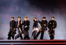 (L to R) SUGA, JIMIN, JIN, JUNG KOOK, V, J-HOPE, RM at BTS The Comeback Live | Arirang at Gwanghwamun Square on March 21st in Seoul, Korea