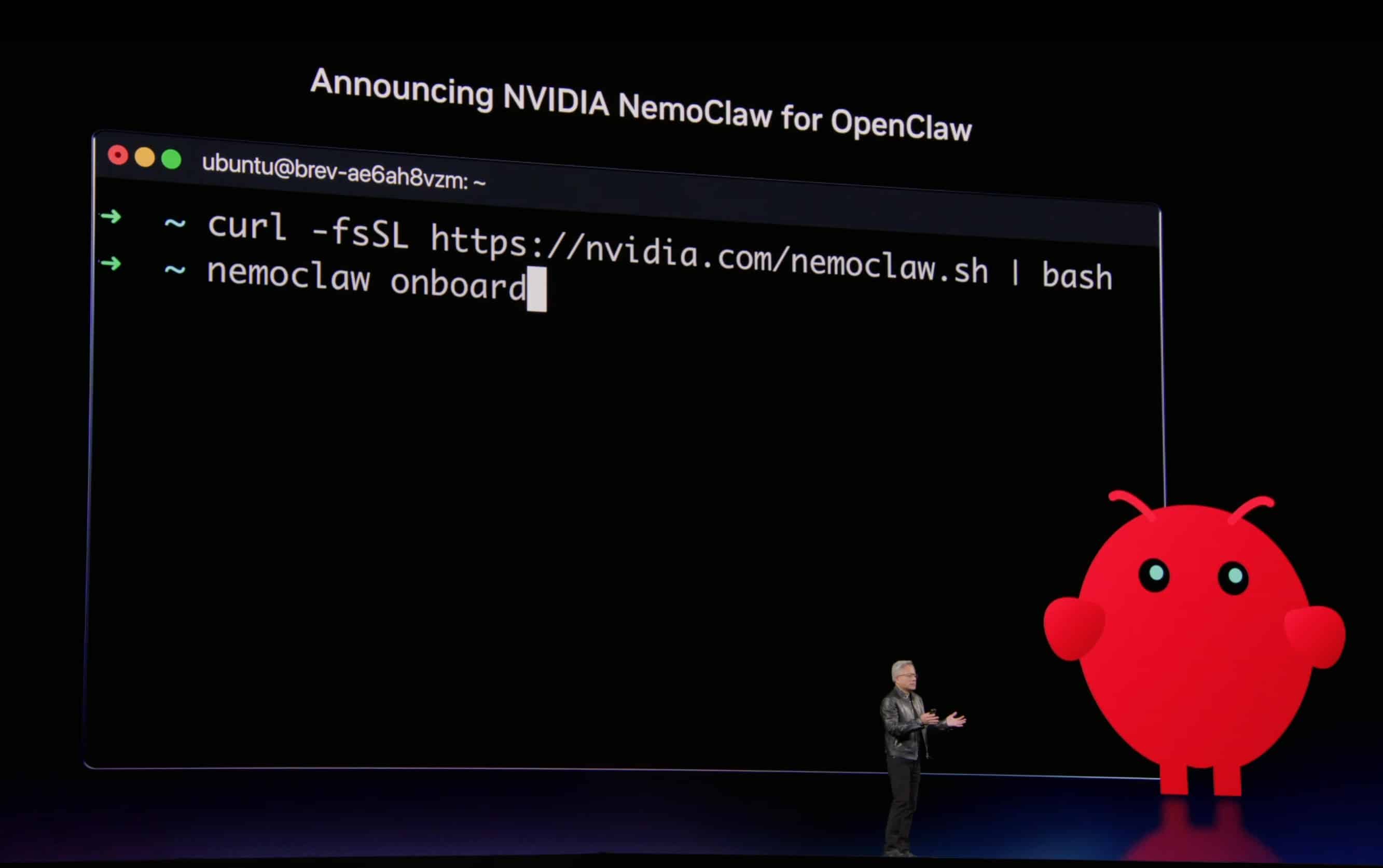 NVIDIA founder and CEO Jensen Huang announcing NemoClaw