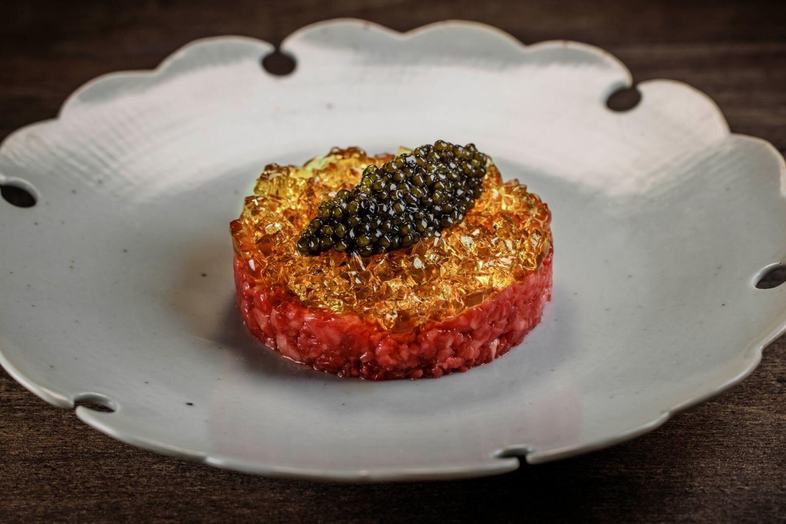 Yakiniku Ushigoro Kyoto - Wagyu Tartare with Caviar and Beef Consommé