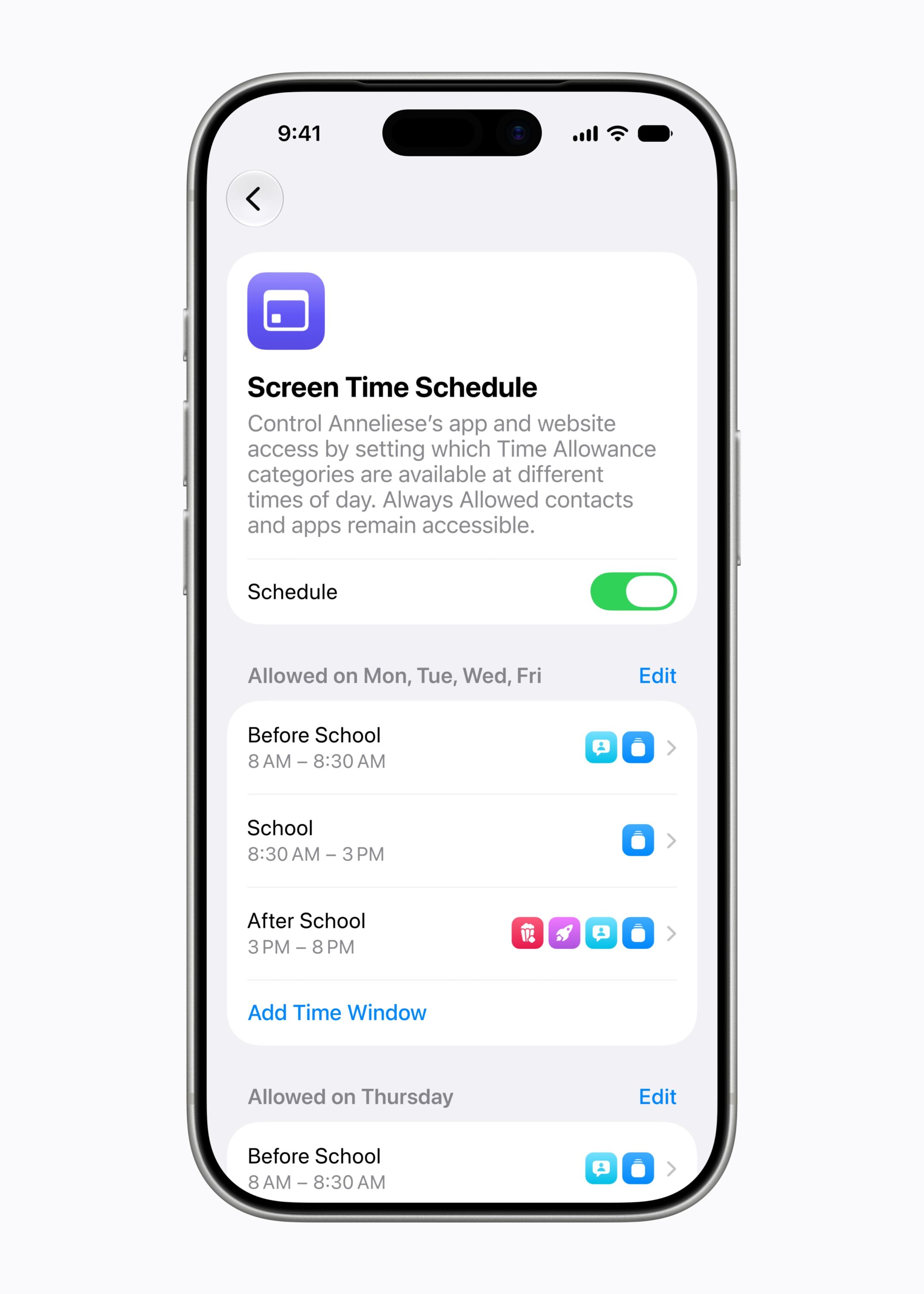 Apple iOS 27 child account Screen Time Schedule