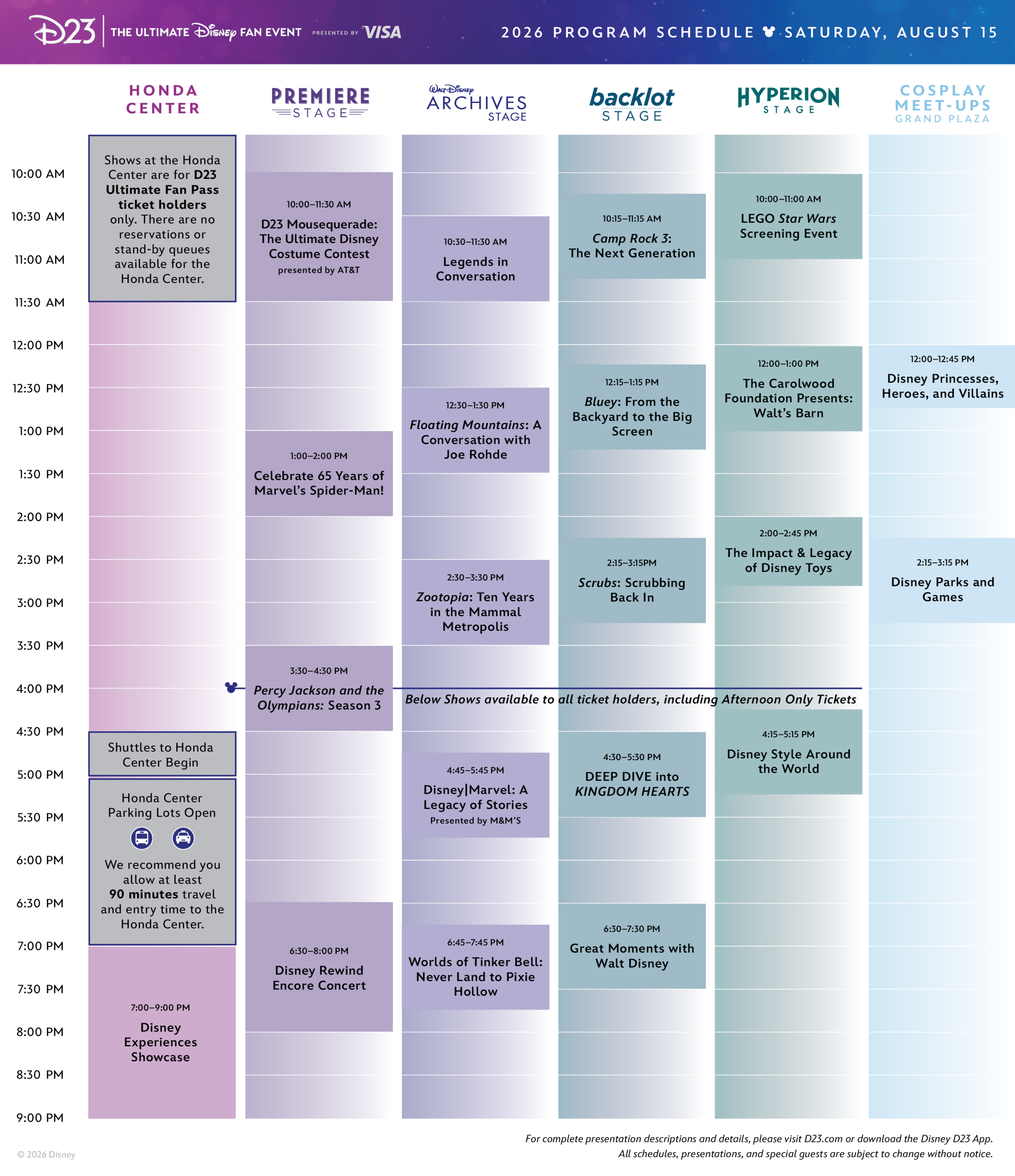 Saturday Programming D23 2026