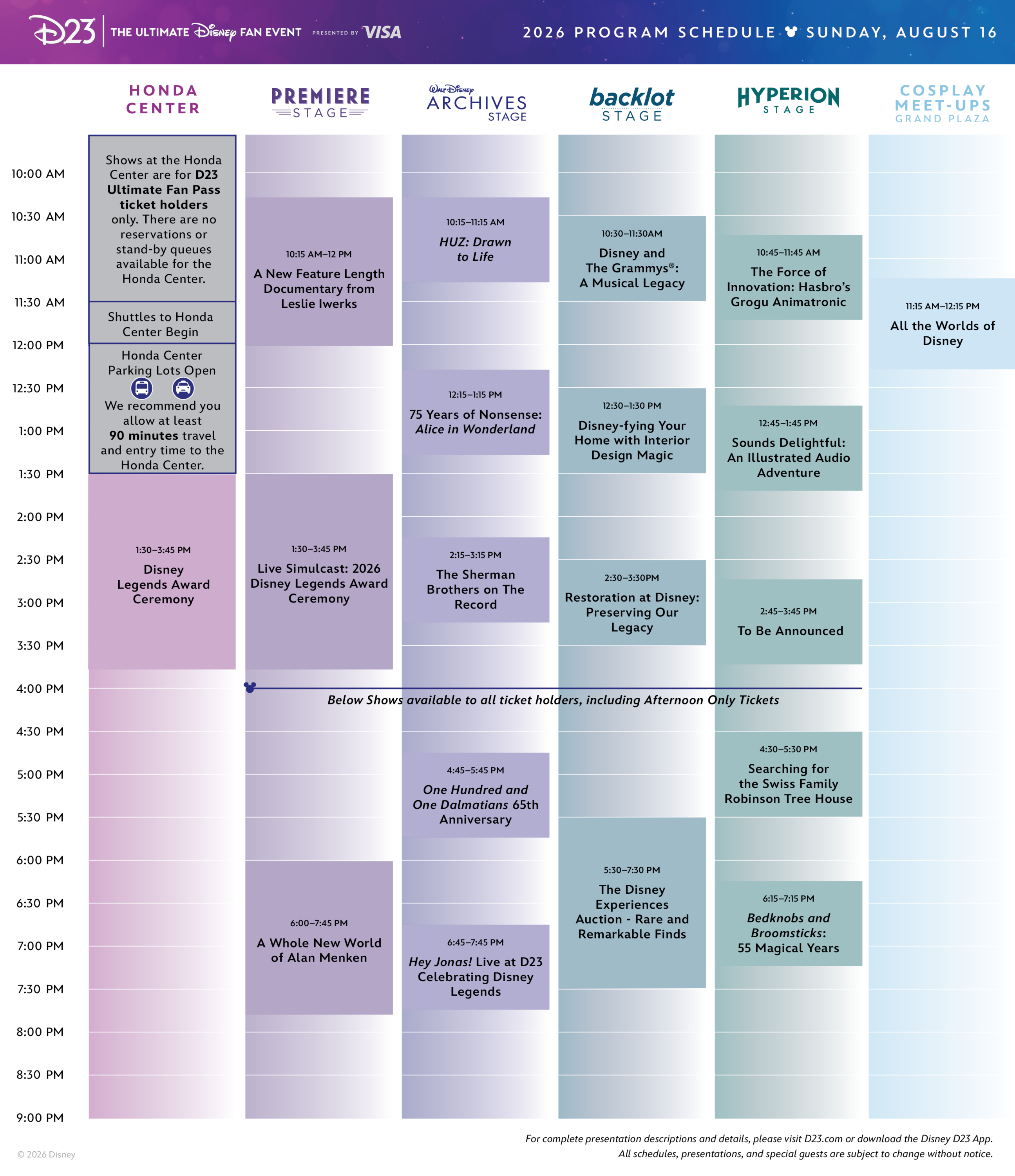 Sunday Programming D23 2026