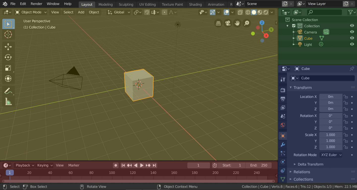 Blender layout
