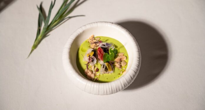 THE EVOLVING STORY - Daisy Soup with vegetable broth, bonito flakes THE EVOLVING STORY - Daisy Soup with vegetable broth, bonito flakes - The Anam Mui Ne