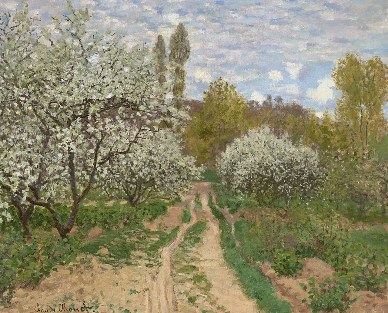 Pommiers en fleurs, by Monet (1872)